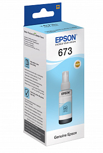 Чернила оригинальные C13T67354A (673 LC) для Epson, светло-голубой, 5400 к., 70 мл.