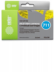 Картридж струйный Cactus CS-CZ132 №711 желтый (26мл) для HP DJ T120/T520